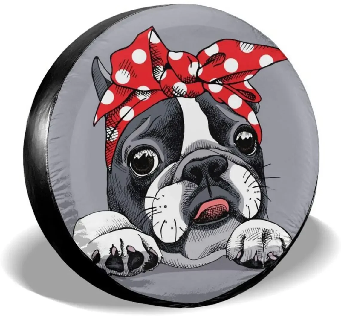 Delerain French Bulldog Spare Tire Covers for RV Trailer SUV Truck and Many Vehicle, Wheel Covers Sun Protector Waterproof