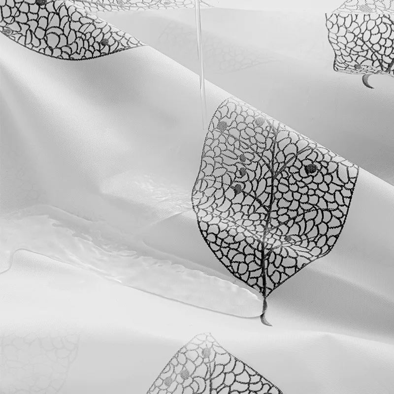 New Black and White Leaf Shower Curtain PEVA Thickened Waterproof Bathroom Partition Curtain No Punching Bathroom Shower Curtain