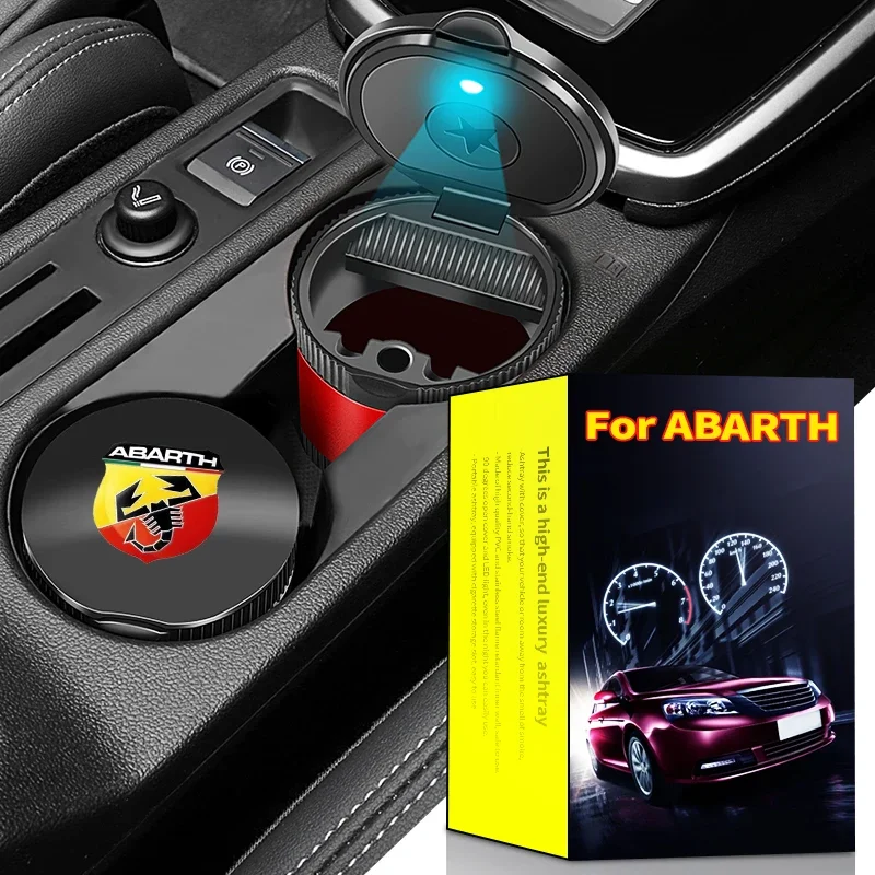 Cenicero de coche con luz azul ahumada de cigarrillo LED para Abarth- 500 595 1100 Stilo Ducato Palio Punto logo asesorios de coche interiorn