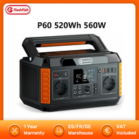 FF FlashFish P60 520Wh Power Station 560W 140400mAh Portable Solar Generator Solar Generator AC Outlet 11 Outputs LCD Display