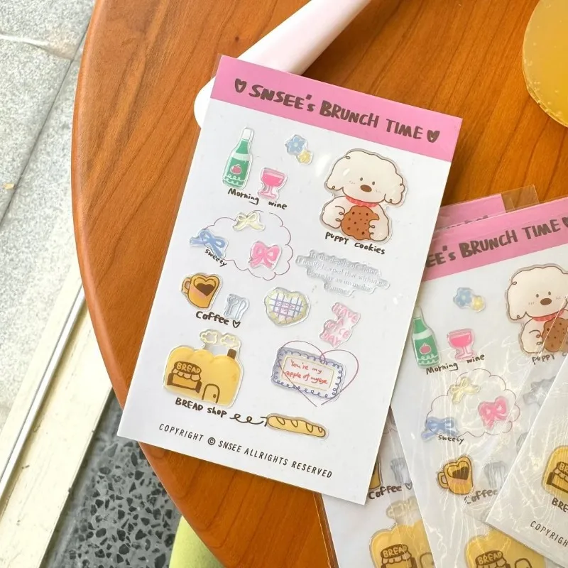 

1pc Puppy Dog Ins Illustration Jelly Sticker High-value Student DIY Mobile Phone Case Tablet Sticker