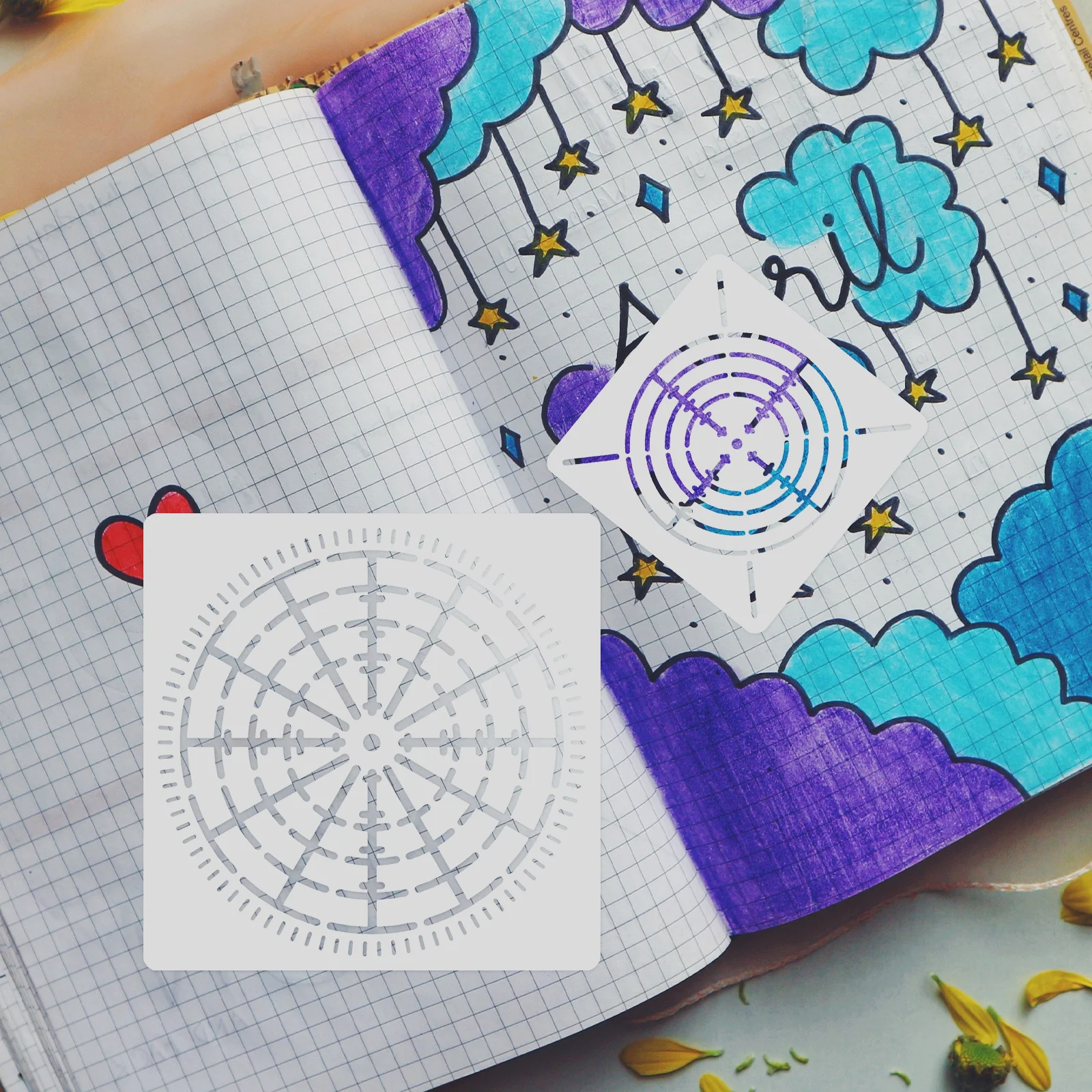 

12 шт. шаблоны для рисования, удобные, надежные, многоразовые, моющиеся, трафареты «сделай сам», декоративные, компактные, геометрические инструменты, веб-узоры
