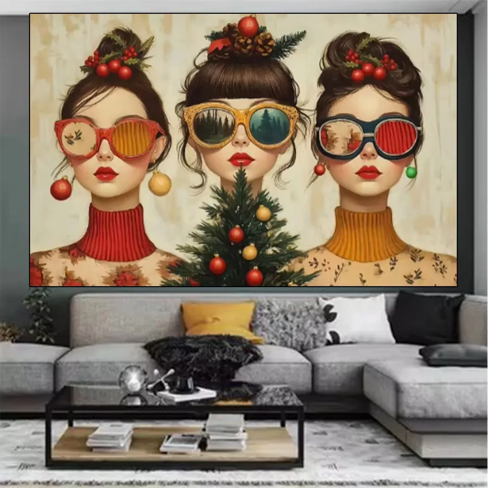 

New Diamond Painting Surrealing Colorful Art DIY Mystery Girl Portrait Fantasy Christmas Girl Oil Painting Home Decoration
