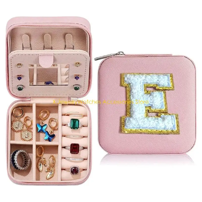 

31KD Portable Jewelry Box with Mirror Leathers Earring Necklace Jewelry