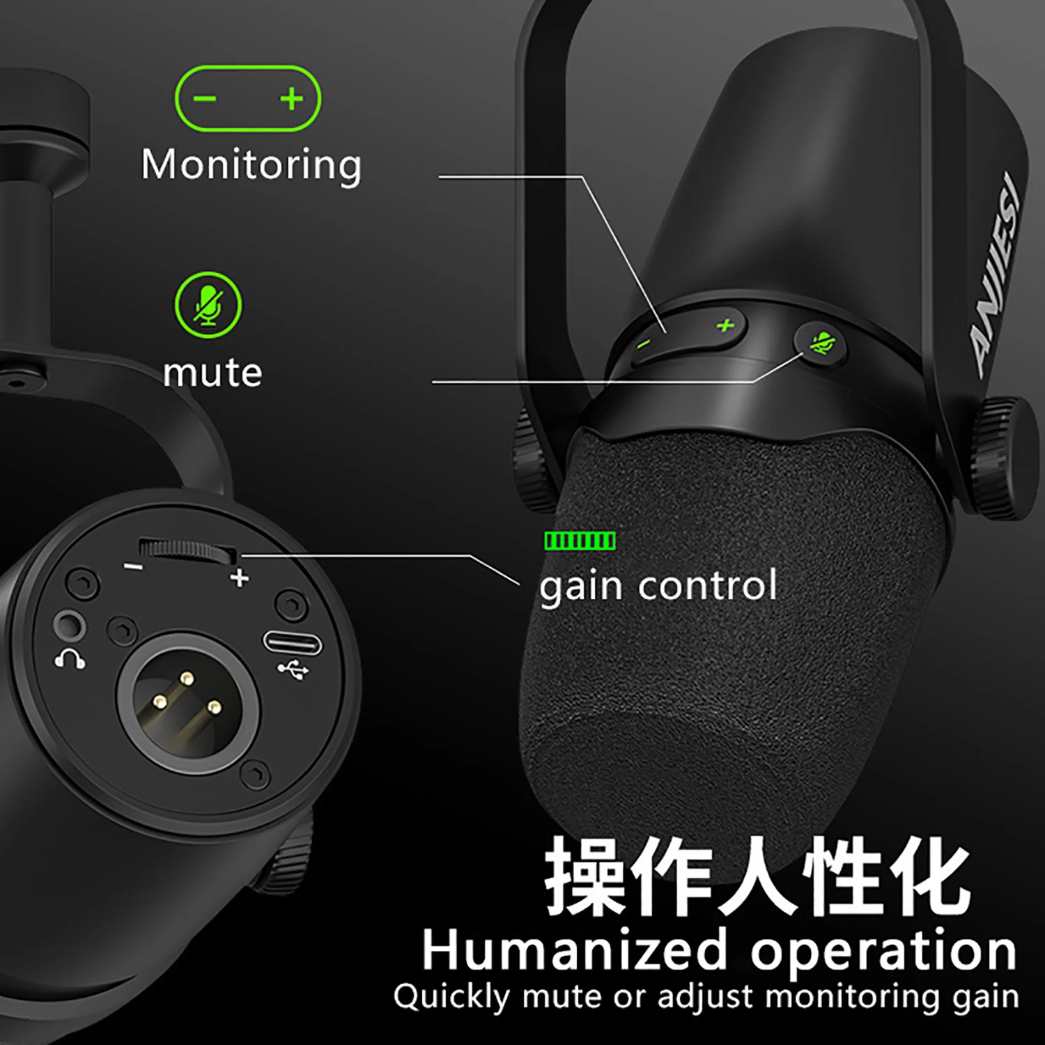 

GAM-RE7 Wired USB/XLR dynamic microphone for computer, mobile, live streaming, recording,gaming,professional microphone