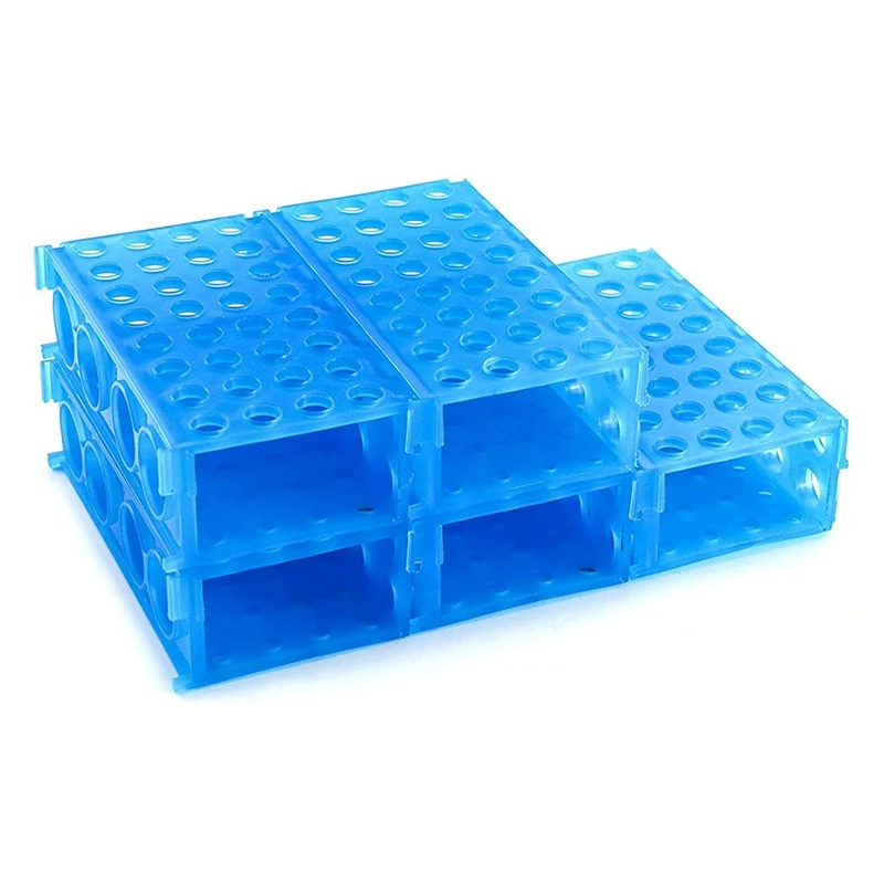 Tube Racks, 5 Pack 4 Way Plastic Polypropylene Test Tube Rack, Blue Color, 0.5Ml / 1.5Ml / 15Ml / 50Ml