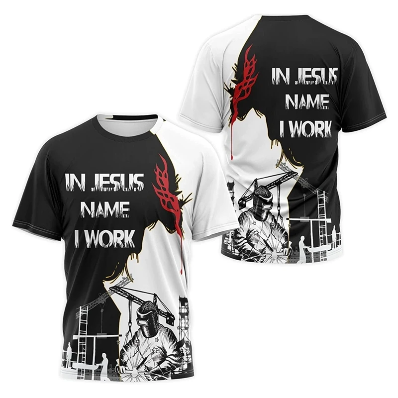 Summer Men's T Shirt Fashion Welder Uniform Casual O-neck Short Sleeve Tops Hip Hop Trend Harajuku Working Clothes Funny 3D Tees