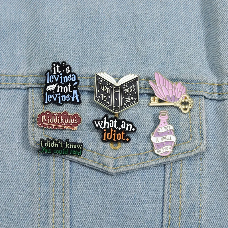 Magic Broom Enamel Pins My Broom is in The Shop Brooches Lapel Metal Badges Funny Jewelry Gift for Kids Friends Wholesale