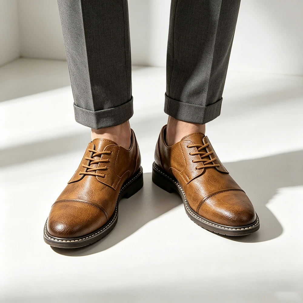 Herren Lederschuhe 2026 Modemarke Komfortable Herren Derby-Schuhe