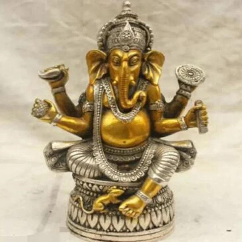 

Chinese Tibetan Culture Silver Bronze Ganapati Ganesh Lord Ganesha Statue BuddHA