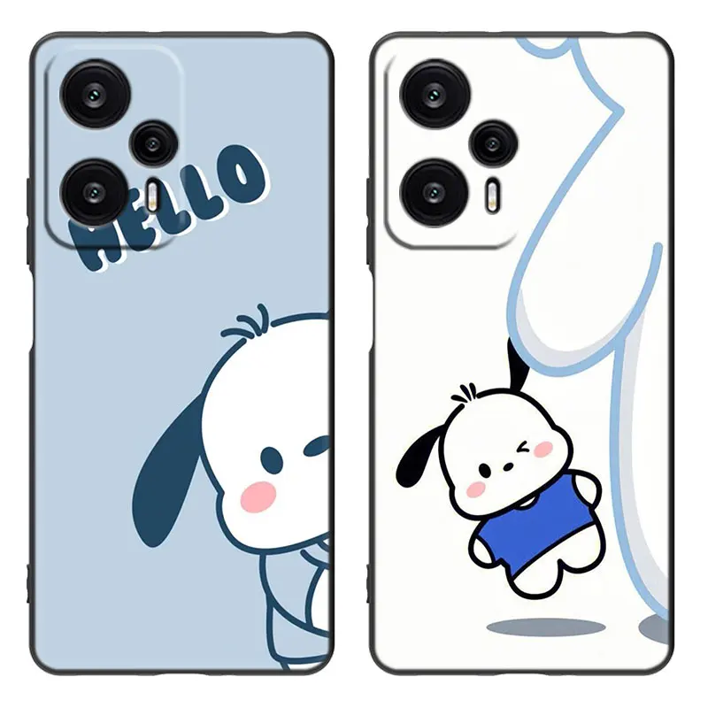 Sanrio Cute Cartoon Pachacco Cartoon Cover Black Case For Xiaomi Mi POCO X6 Pro F5 M6 X5 X4 Pro X3 NFC M5 M4 M3 F2 Pro F4 F3 GT