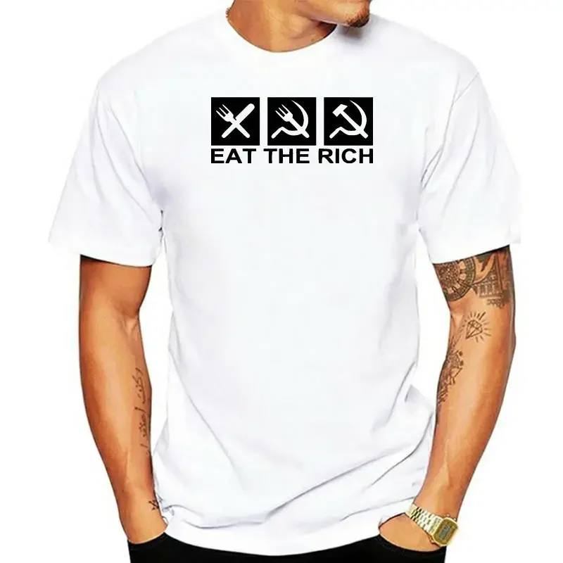 

LE Eat The Rich Logo Мужская футболка Коммунизм Анти капитализм графические футболки мужская одежда