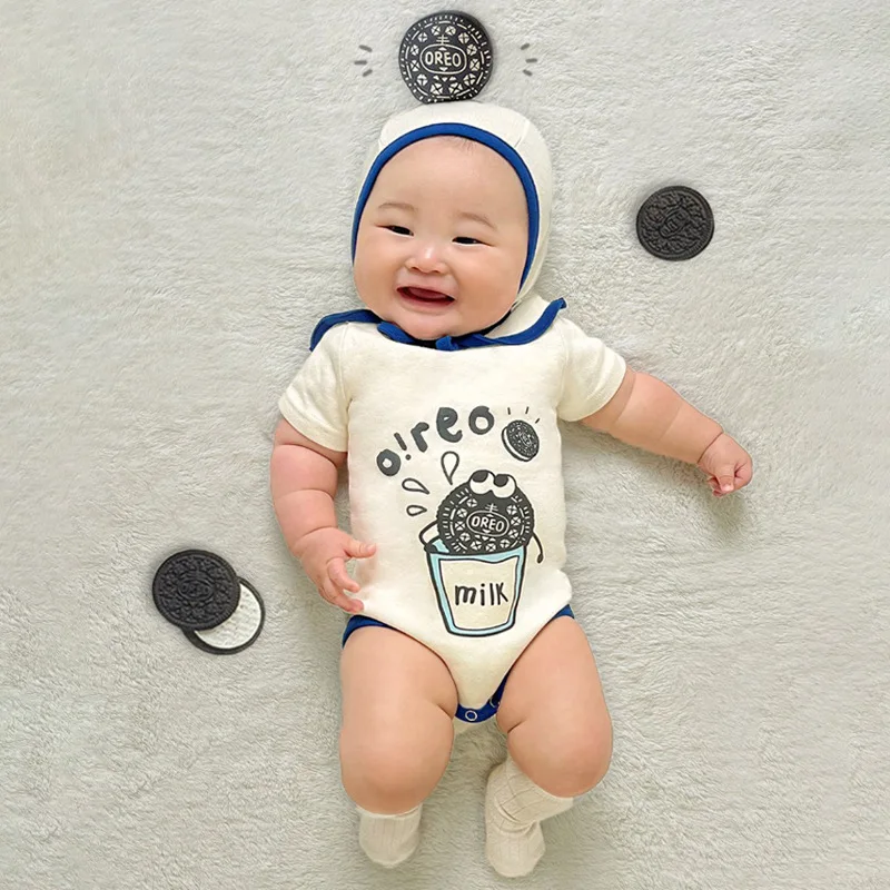 Baby Clothing Spring and Summer 2024 Boys and Girls Cute Onesie Baby Comfortable Cotton Sweet Cartoon Short Sleeve Romper