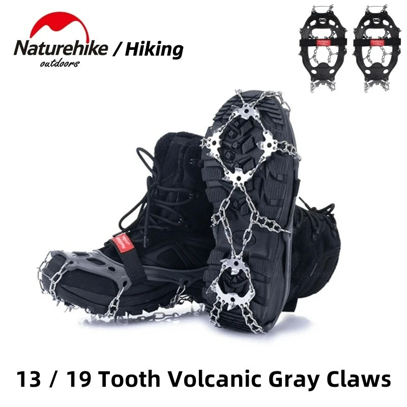 Naturehike New 13 /19 Teeth Anti-slip Climbing Crampons Outdoor Winter Ice Claws Snow Gripper Hiking Shoe Boot Grips Chain Spike