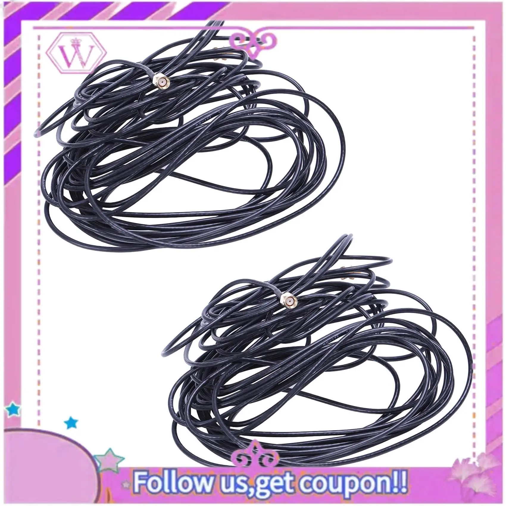 

2Pcs 10M Black RP-SMA Male To Female Wifi Antenna Connector Extension Cable