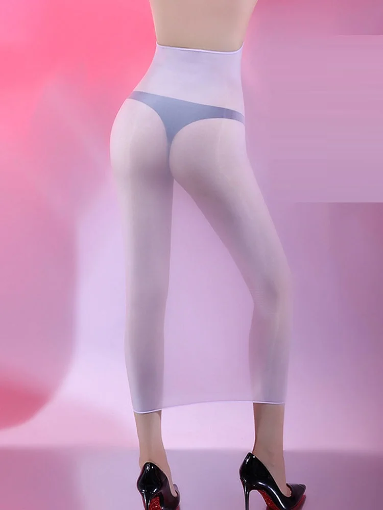 レディース ホルターネック ロングドレス ノースリーブ セクシー 5D 極薄 シースルー シームレス シルキー スムース オイル グロッシー 高伸縮性