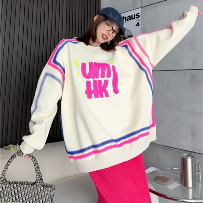 Women Hoodie Autumn Oversized Tops Letter Print Korean Fashion Sweater Women Clothes Streetwear Designer Long Sleeve Pullover