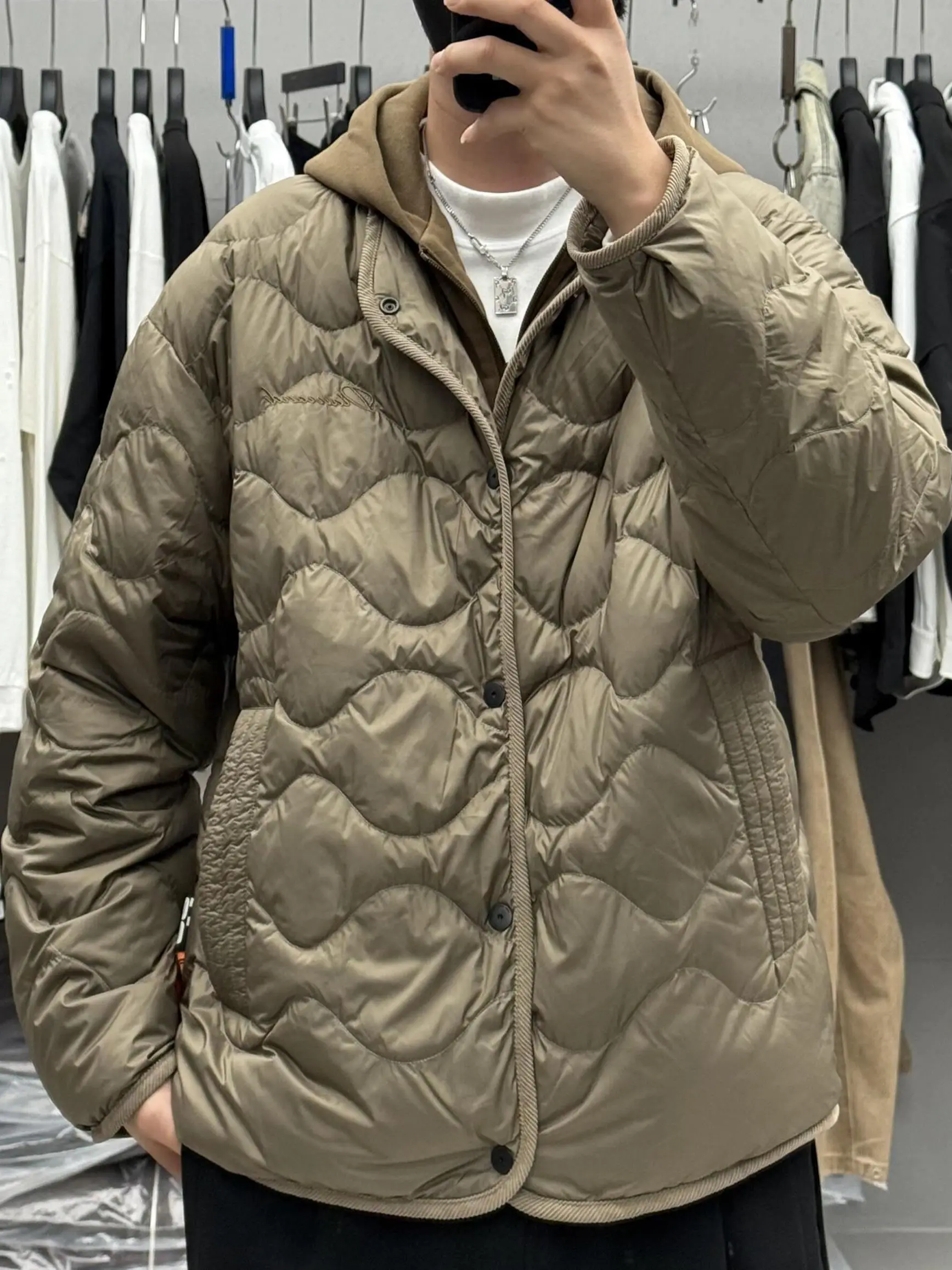 

Мужская зимняя теплая легкая куртка-пуховик с капюшоном для активного отдыха, тонкий жилет из полиэфирного волокна с эффектом двухслойности