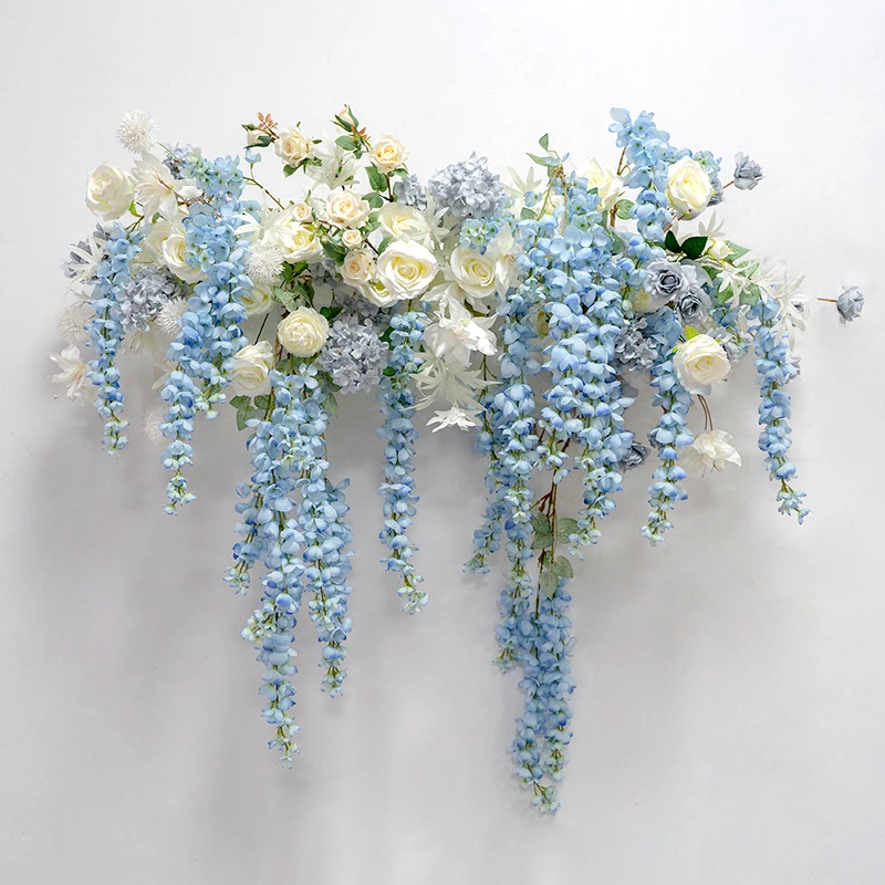 Wall decoration simulation hanging Abler flower row, outdoor wedding KT board background gardening arrangement fake flower arch