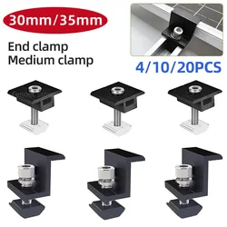 Solar Panel Mounting Fixing Clamp Adjustable Bracket End & Mid Clamp PV Panel Clip for Solar Panel PV System Install Accessories