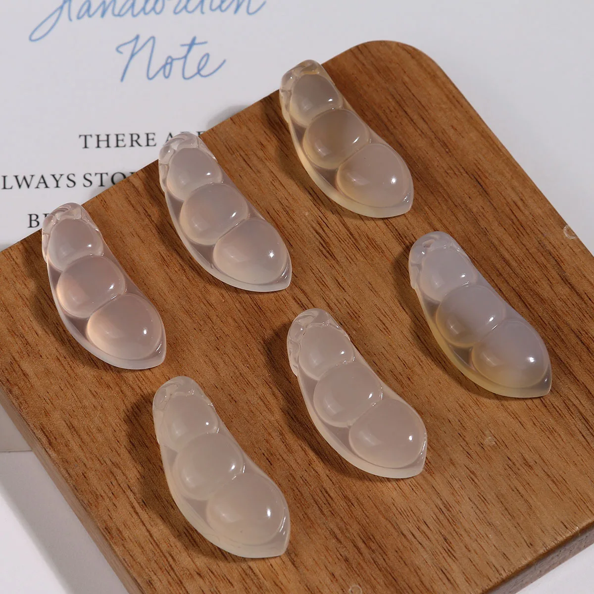 2pcs Natural jade agate string beans pendant pod jewelry accessories DIY earrings headgear mobile phone case pendant material