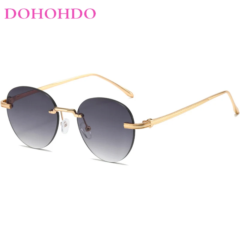 

DOHOHDO Rimless Oval Women's Sunglasses Fashion Metal Men Sun Glasses Versatile Street Photo Party Decorative Eyeglasses UV400