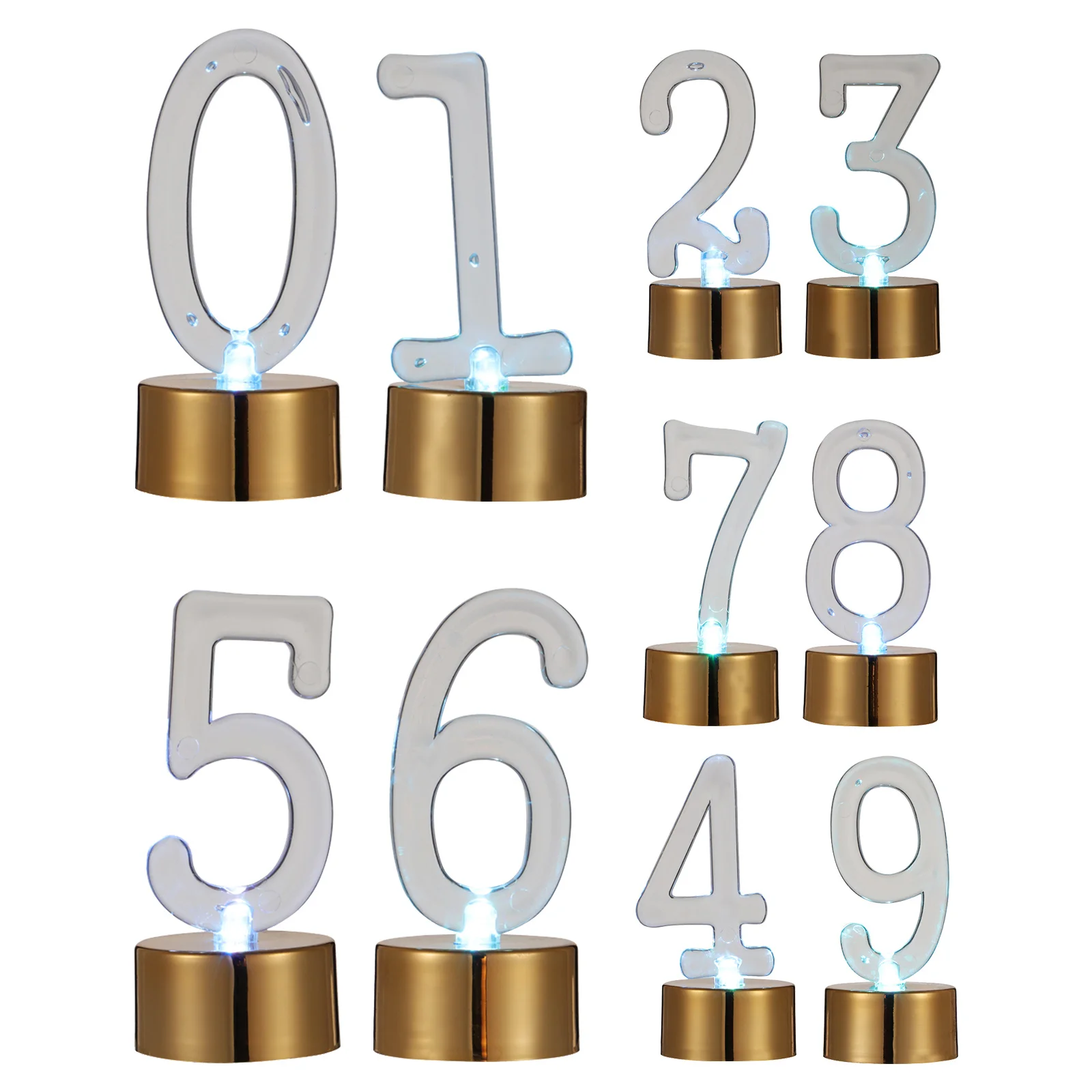 

10Pcs LED Number Lights Flame-Less Birthday Decorative Lamps Safe for Family Kids Pets Table Floor Window