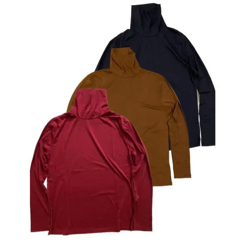 Suéter masculino de malha com gola alta, 3 peças, outono inverno, gola grossa, ciwalk, roupa interna, não deformável, fibra coolmax