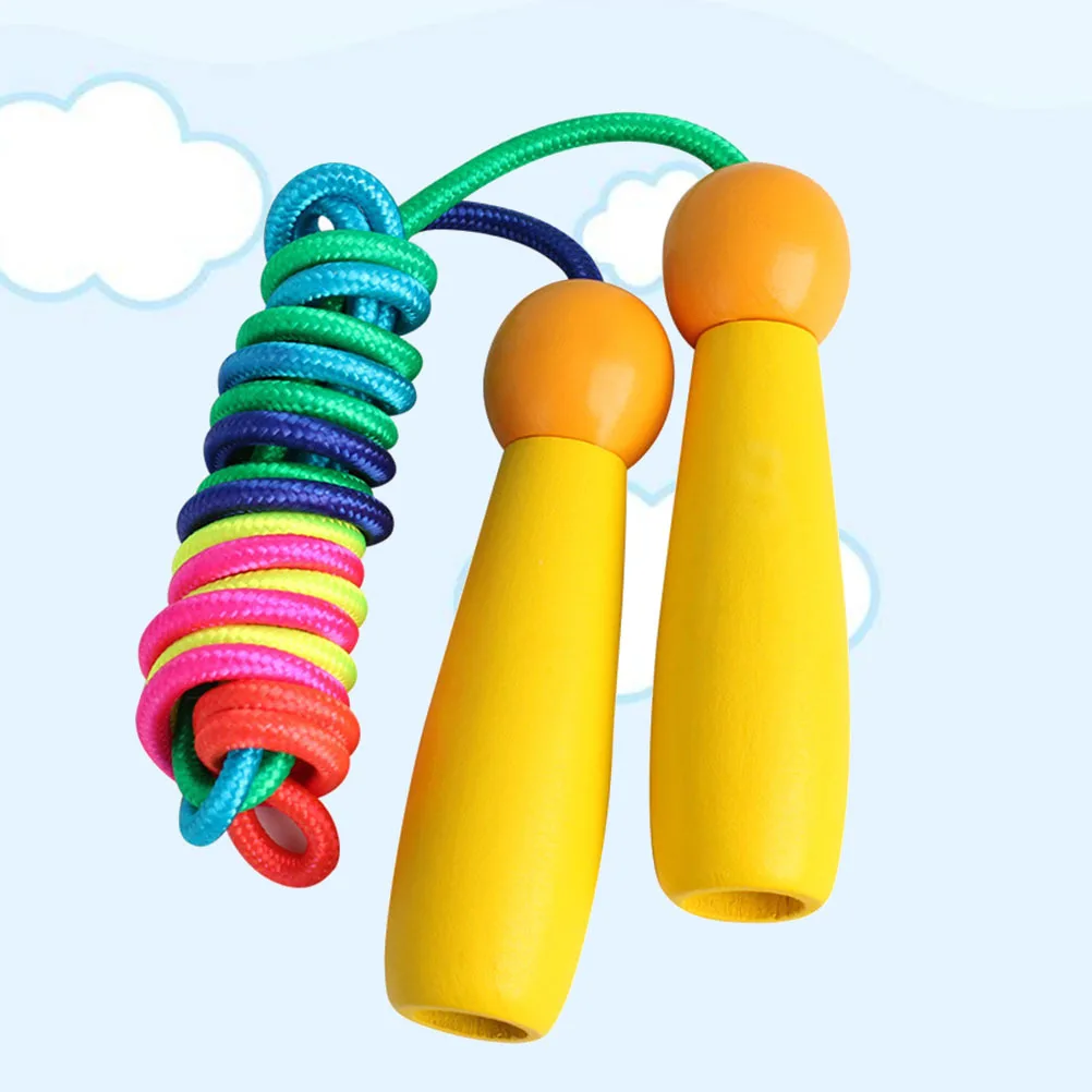 

1pcs Adjustable Jump Colorful Thick Rope Wood Handles For Exercise Workout Sports Fitness Outdoor Skipping Rope