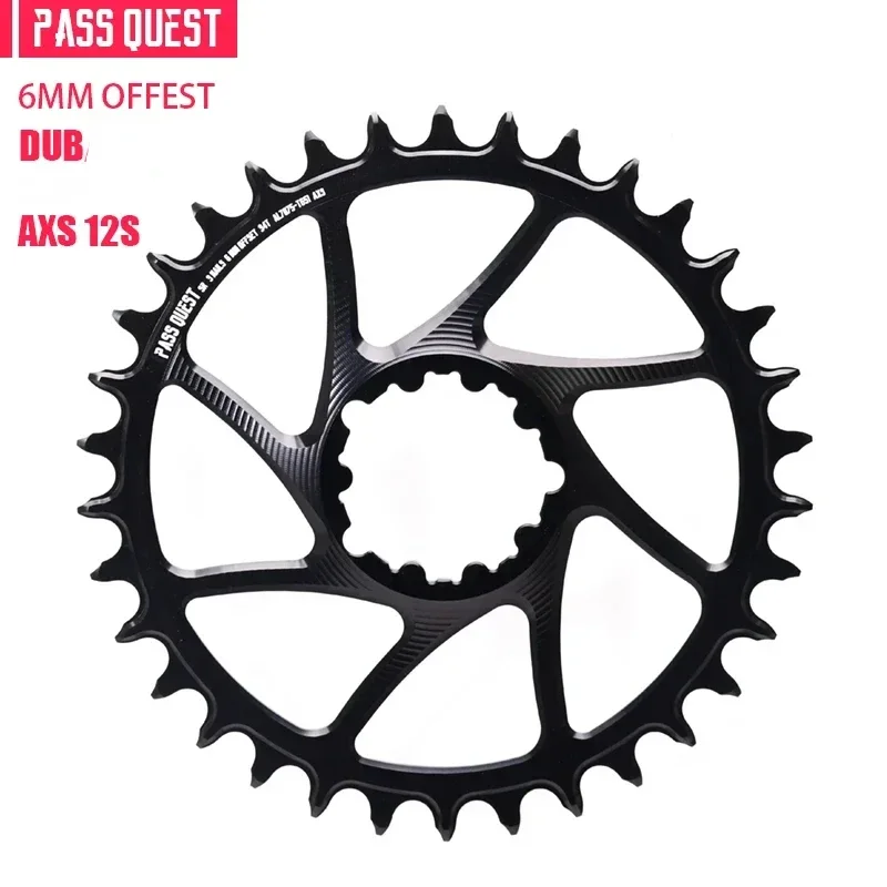 PASS QUEST -(6MM OFFSET) for DUB AXS BLACK  SILVER ROUND NARROW WIDE CHAINRING  AXS 12 speed chain for MTB