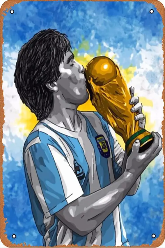 Maradona Argentina Vintage Metal Tin Signs Kitchen Wall Art Decor Funny Tin Signs Art Posters 8x12 In