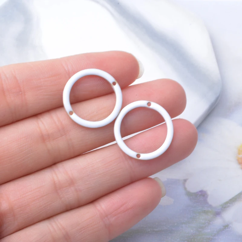 20 Stück Kupfer beidseitig emaillierte 19mm runde Verbindungsstücke mit Öltropfen-Effekt, Zweiloch-Ohranhänger für DIY-Schmuckherstellung von Ohrringen – Detail 3