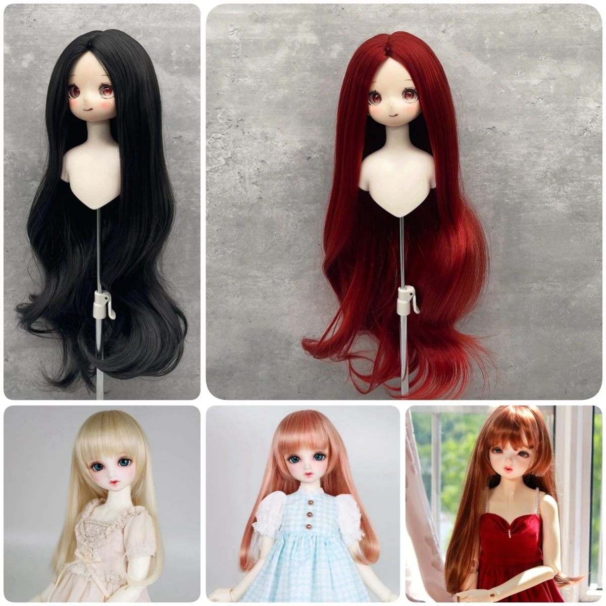 30cm/60cm Doll Wig BJD Doll Hair Long Curly Hair Doll Accessories (head Circumference 15.5-17.5/22-23cm)