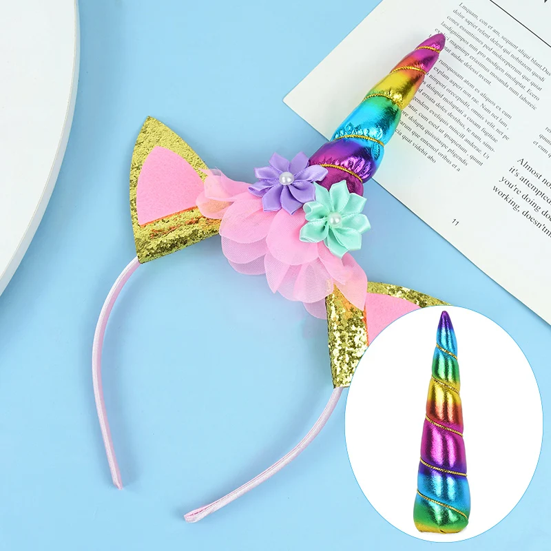 Einhorn-Horn für Mädchen, Einhorn-Geburtstagsparty, Kinder, DIY, Cosplay, Festival, Stirnbänder, Frauen, glitzernde Haar-Accessoires, Kuchendekoration – Detail 5