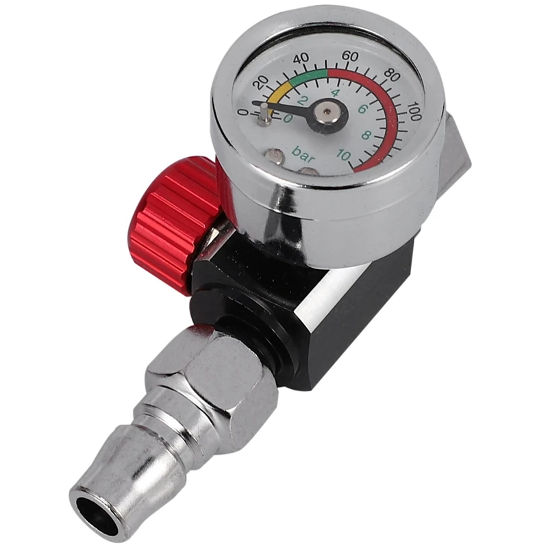 3Pc 1/4 Inch Bsp Mini Air Regulator Valve Tool Durable Small Tail Pressure Gauge 48 X 60Mm With Nozzle For Spray Tool