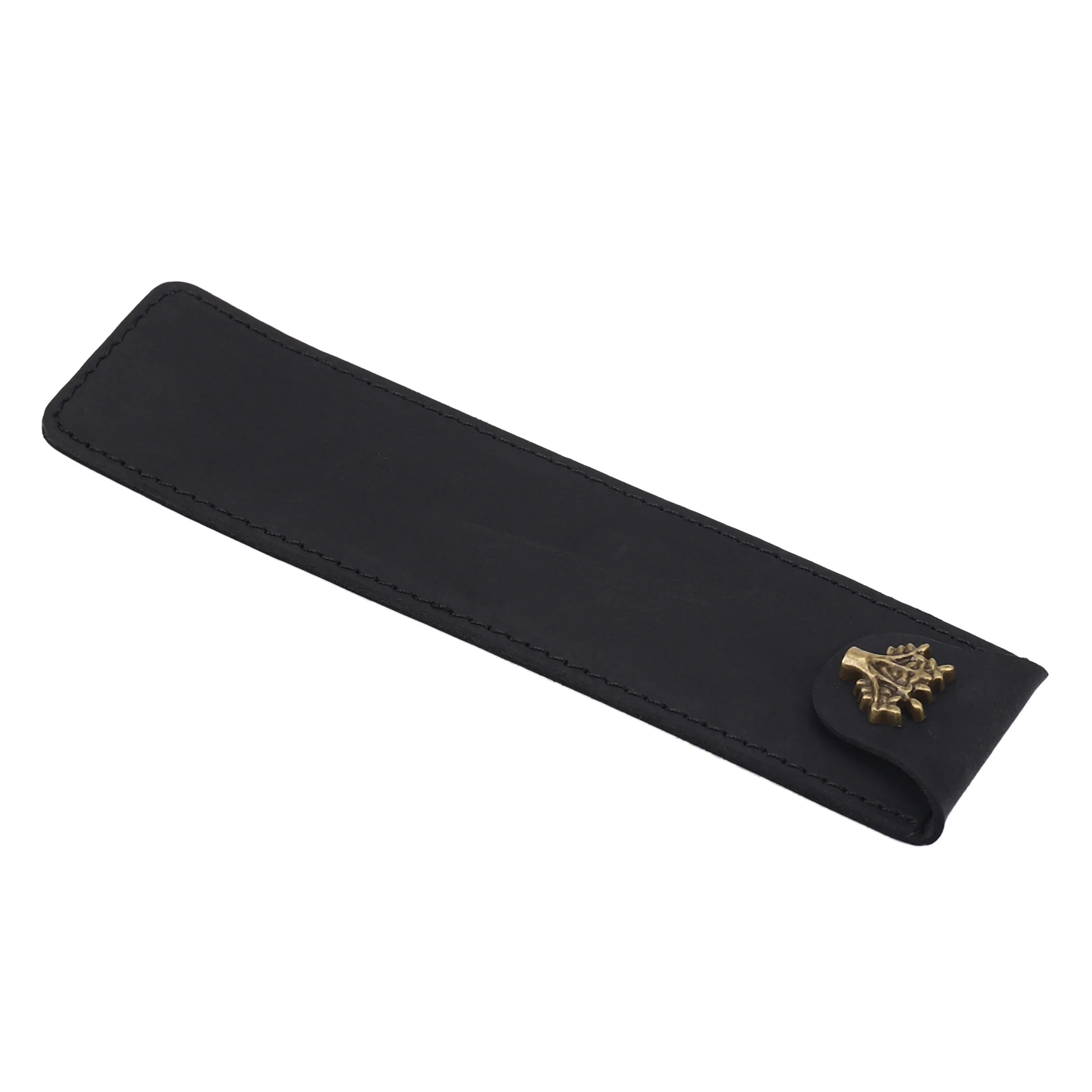 Efficient 2X Genuine Leather Pen Pouch Holder Single Pencil Bag Pen Case With Snap Button For Rollerball Fountain Ballpoint Pen