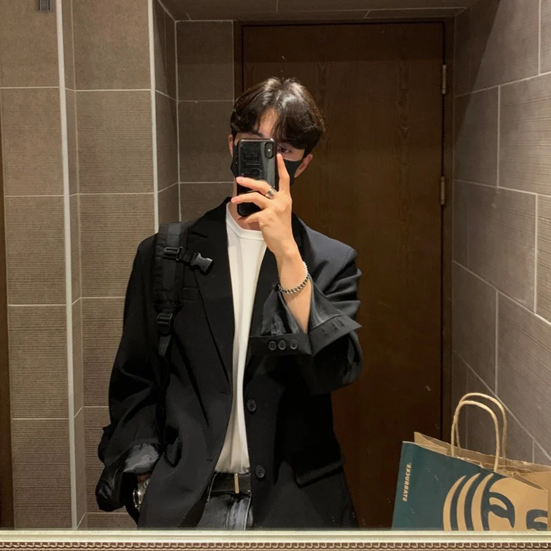 

Мужской повседневный костюм в неаполитанском стиле: модный, элегантный, одобренный, премиум-класса, свободного кроя, для весны и осени