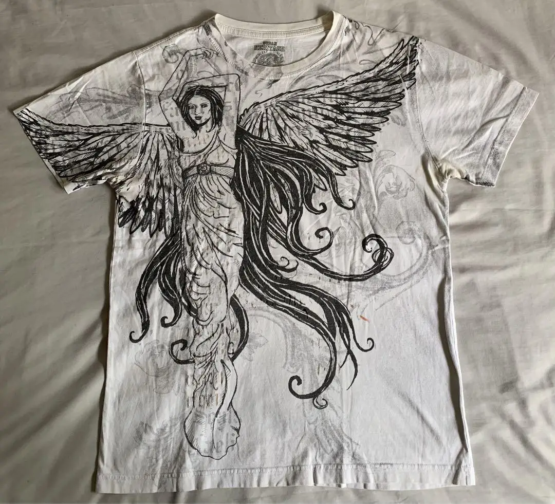 

Vintage Women’s Distressed Angel Wings Shirt Y2K Tshirt Harajuku Hip Hop Oversized T shirt Short Sleeved Gothic Clothing Tops