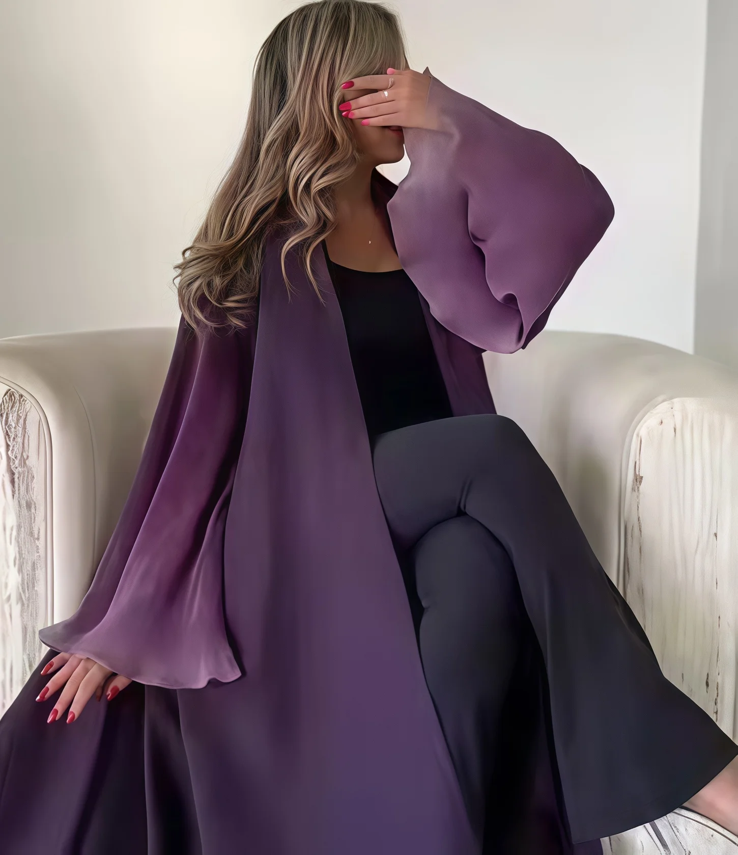 Faltbare Damen-Plissee-Abaya mit Schal – Olivgrüne Wellenmanschette, Bescheidenes Kleid-Set im Nahost-Stil, Neuheit 2025 – Modische Kleidung – Detail 15