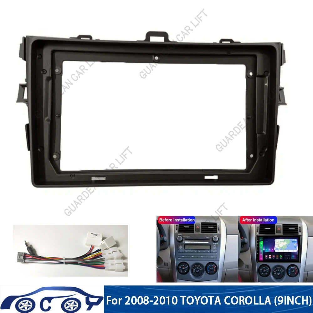 

9 Inch Car Fascia For Toyota Corolla 2006-2012 Radio Android MP5 Player Casing Frame 2 Din Head Unit Stereo Dashboard Cover Trim