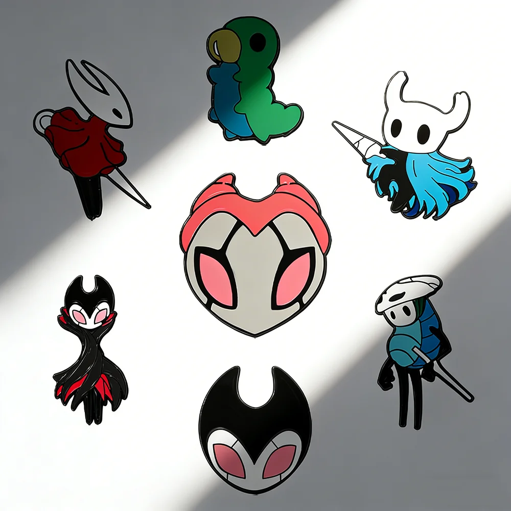 

7pcs Hollow Knight Silksong Brooch Hornet Alloy Badge Fashion Jewelry Accessory Set for Clothes Hats Bags - Game Themed Gift