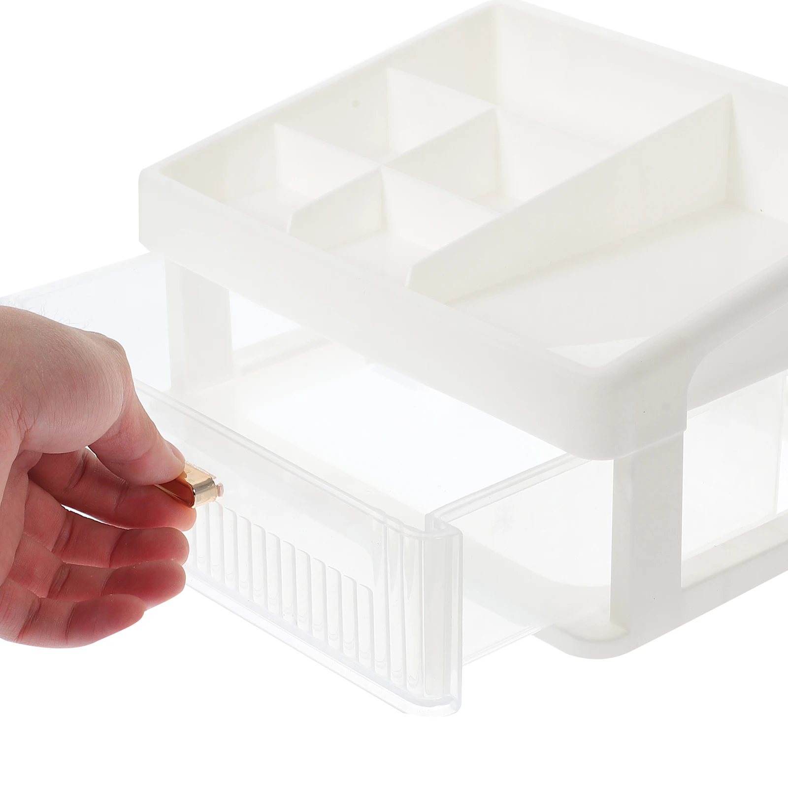 

Transparent Drawer Box White Frame Clear Desk Organizer Makeup Vanity Skincare Pencil Paper Storage Box Storage