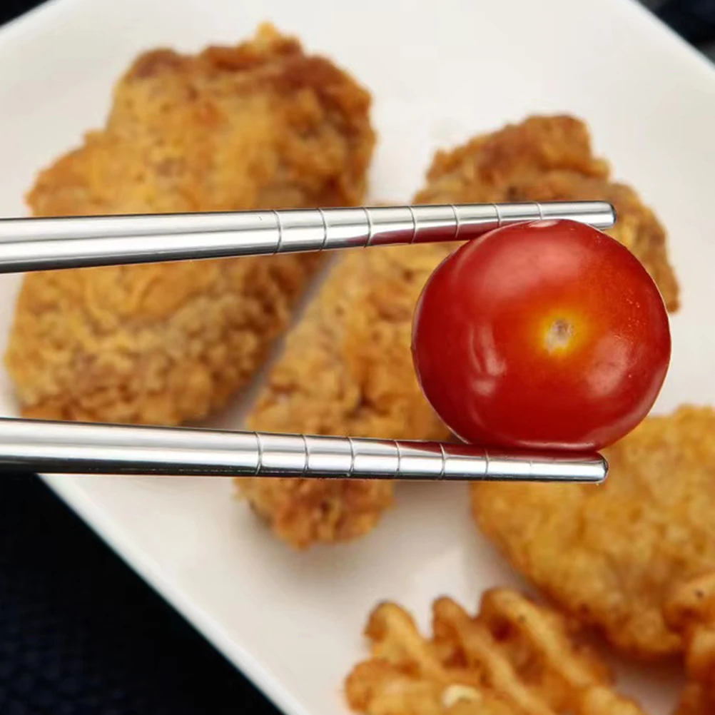 

10Pairs Reusable Stainless Steel Chopsticks Anti-Slip Heat Resistant Multi-Function Household Food