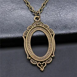 Antique Bronze Color 18x25mm Inner Size Oval Classic Style Cameo Cabochon Pendant Necklace Long Chain Jewelry Accessories