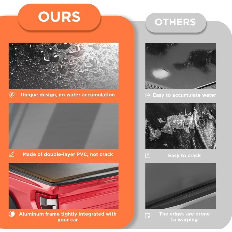 غطاء تونيو لسرير الشاحنة القابلة للطي الناعم لـ 20162023 تاكوما مع سرير 5 بوصة 60 ونظام مسار OE يقدم وصولًا سهلًا لحماية الطقس #5