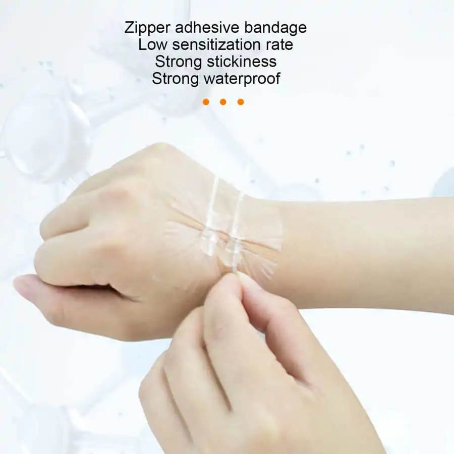 

2Pcs Zipper Stitch Bandaid Breathable Waterproof Reduce Scars Emergency Painless Wound Closure Bandages Independent Packaging