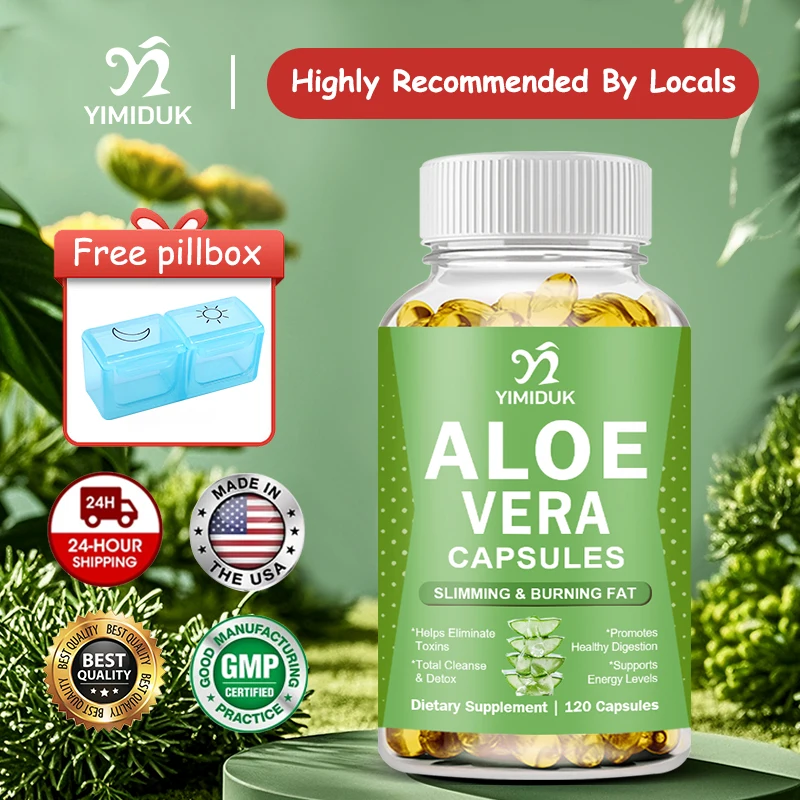 

Aloe Vera Capsules, Support Powerful Internal Cleansing & Full Body Detox, Help Maintain Balanced Stomach Acidity, Men and Women