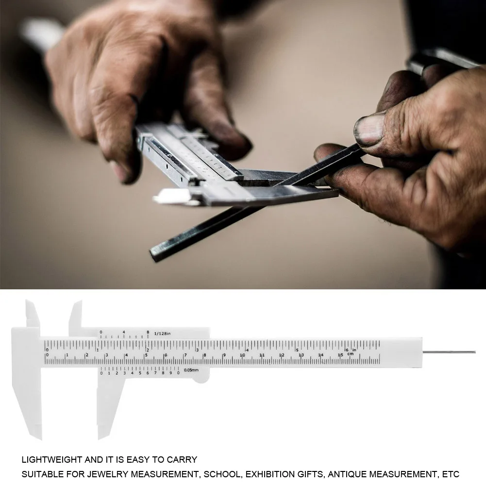 Double Rule Scale 150mm High Accuracy Plastic Double Rule Scale Vernier Caliper Measuring Tool 0.5mm Plastic Double Rule Scale
