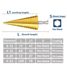 Step Drill Bits 3-32mm Titanium Coated #4