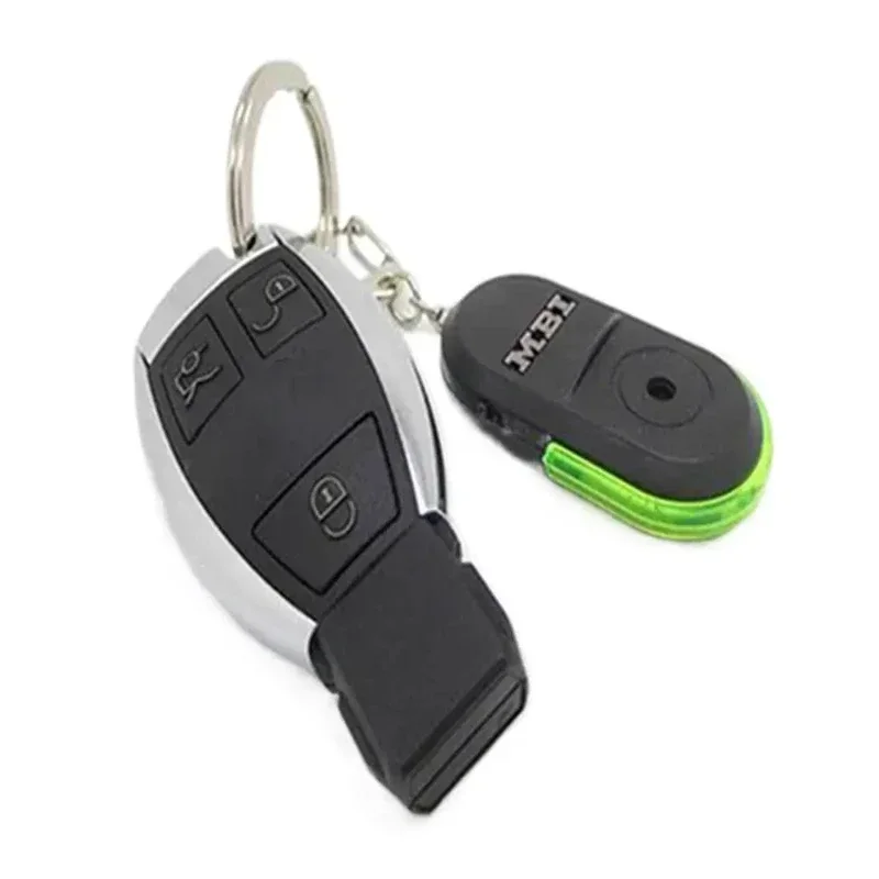 Mini détecteur de clé de voiture à lumière LED-porte-clés d'alarme sonore de sifflet avec capteur anti-perte (porte-clés de localisation de clé)